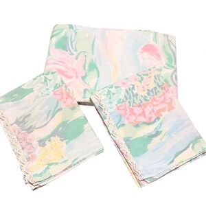 Vtg Atelier Martex Claude Monet Giverny Water Lilies Twin Flat Sheet 2 Shams